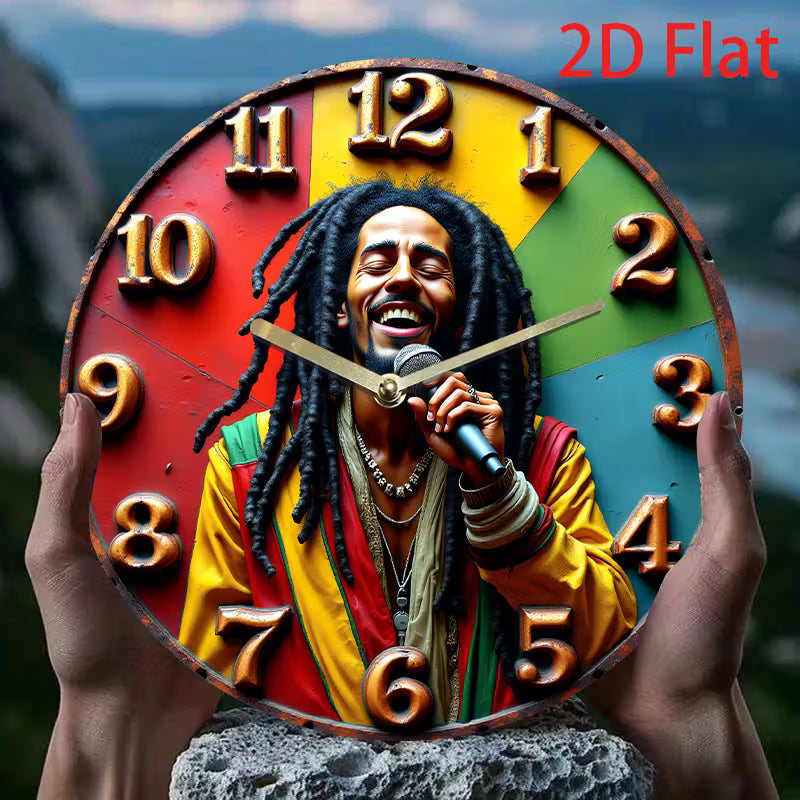Reggae Inspired Colour Wall Clock Silent Quartz 2D Flat – Laughing Leaf Seeds Merch