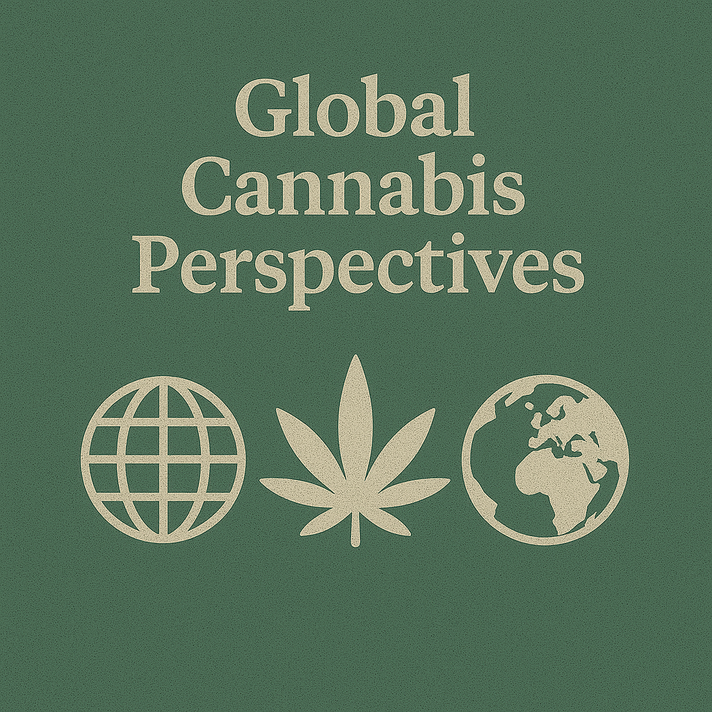 Global Cannabis Perspectives educational graphic illustrating international cannabis laws, research and cultural differences around the world.