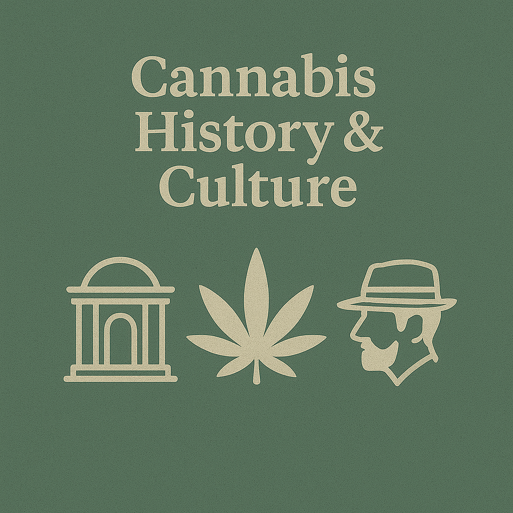 Cannabis History and Culture educational graphic illustrating historical, cultural and social context of cannabis through time.