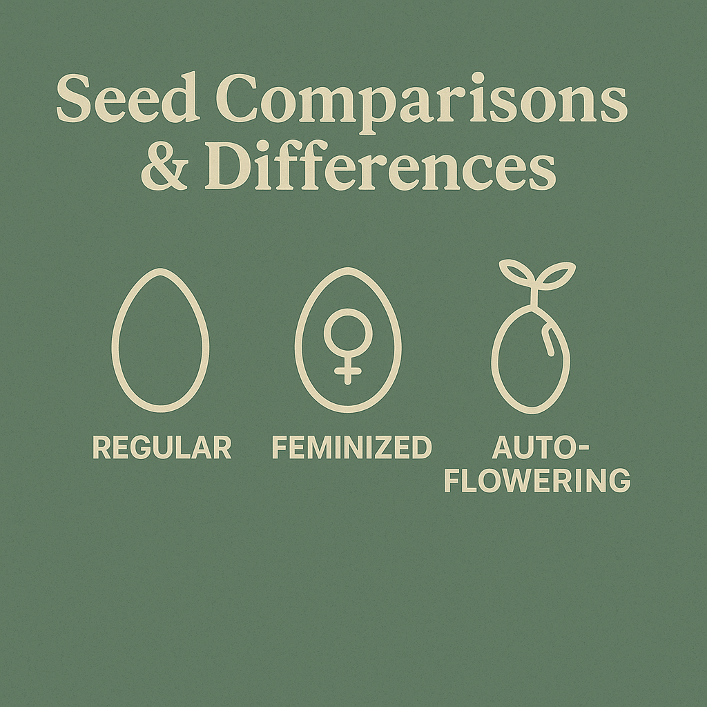 Seed comparisons and differences educational graphic comparing cannabis seed types and classifications