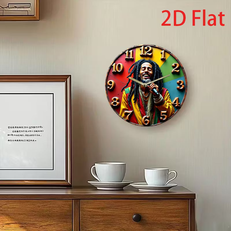 Reggae-Inspired Colour Wall Clock (Silent Quartz) 2D Flat