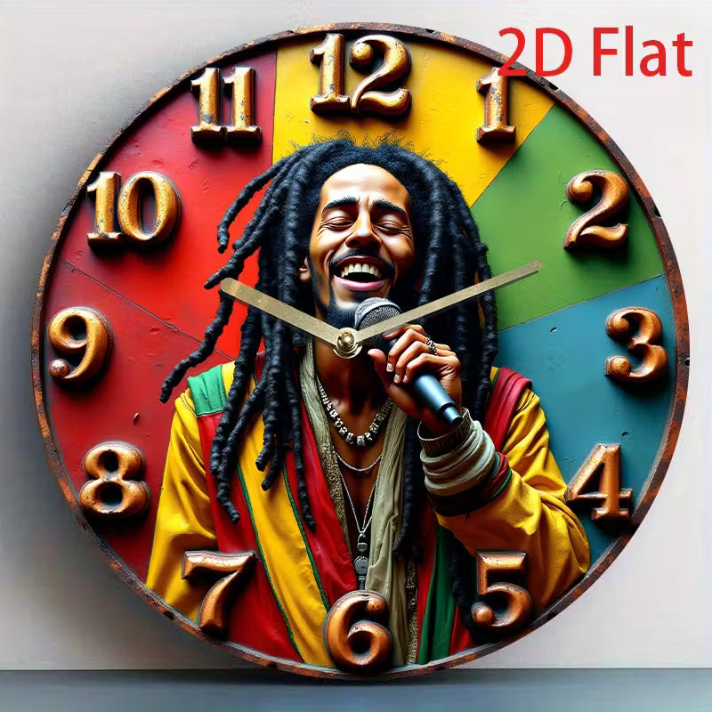 Reggae-Inspired Colour Wall Clock (Silent Quartz) 2D Flat