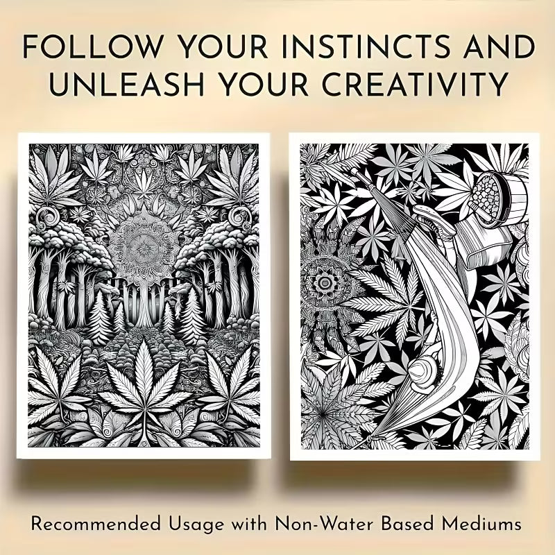 Mandala & Cannabis Leaf Adult Colouring Book (24 Illustrated Designs)