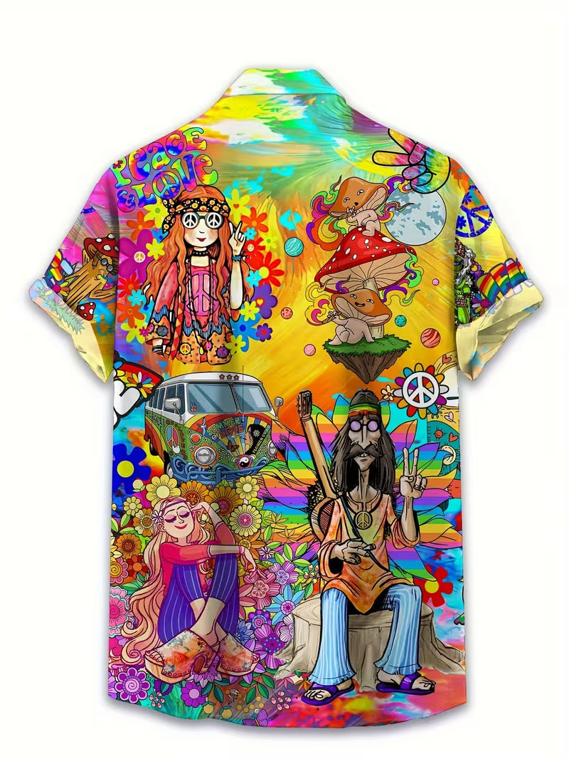 image 2 Peace and love psychedelic festival shirt with hippie art and cannabis inspired design