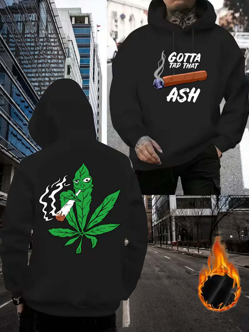 black 2 Gotta tap that ash cannabis hoodie with smoking leaf cartoon streetwear design