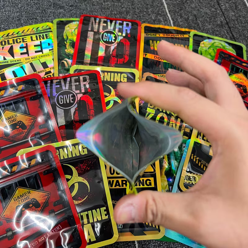 Reusable mixed-style Mylar zipper storage bags for collectible seed storage, understanding a pack of 100 bags sized 12.5 by 10 centimetres