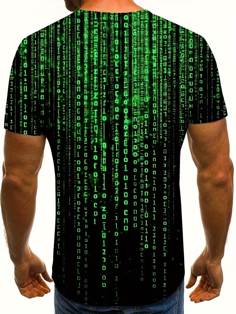 image 2 Green cyber code Matrix style t-shirt with futuristic digital hacker design