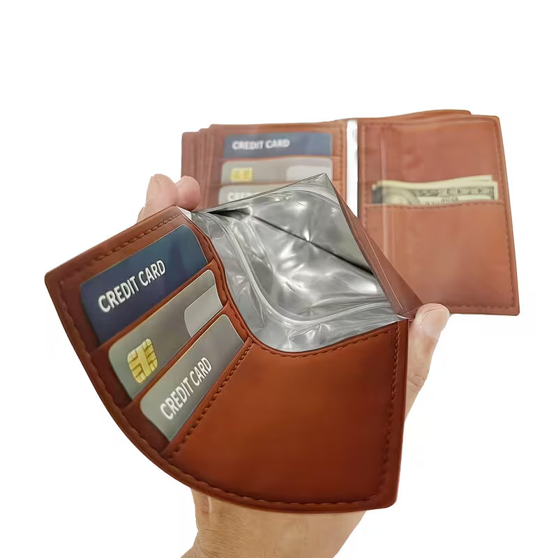 Wallet-shaped reusable Mylar seed storage bags with one-side zipper closure, suitable for small collectible seed storage in a 50 pack