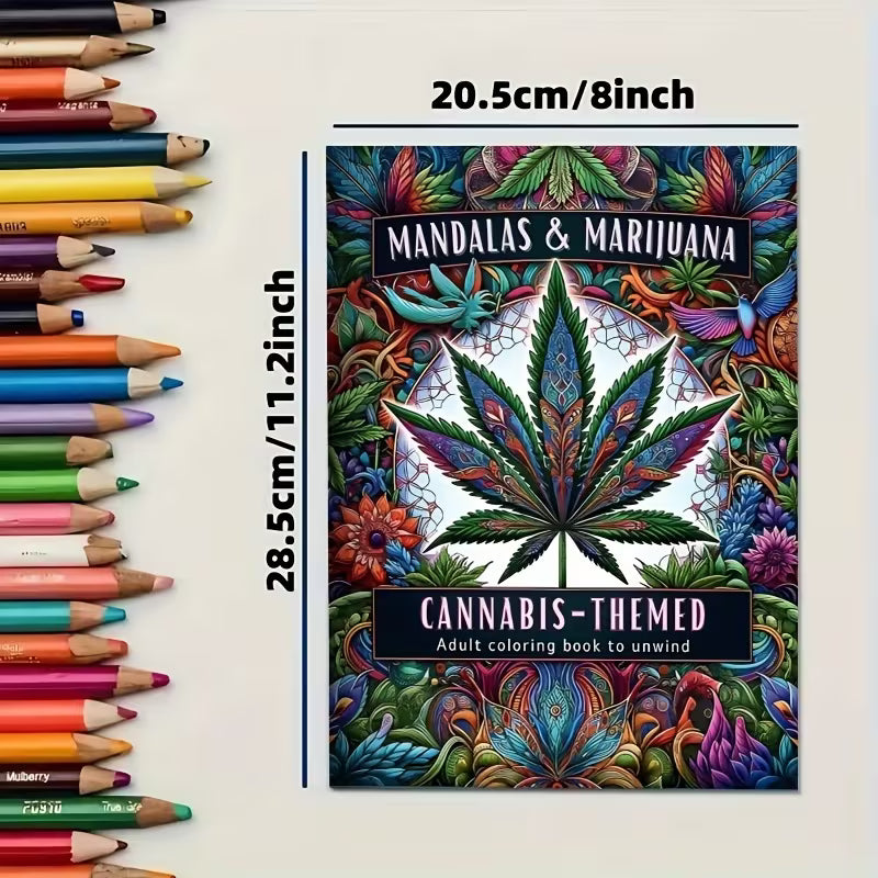 Mandala & Cannabis Leaf Adult Colouring Book (24 Illustrated Designs)
