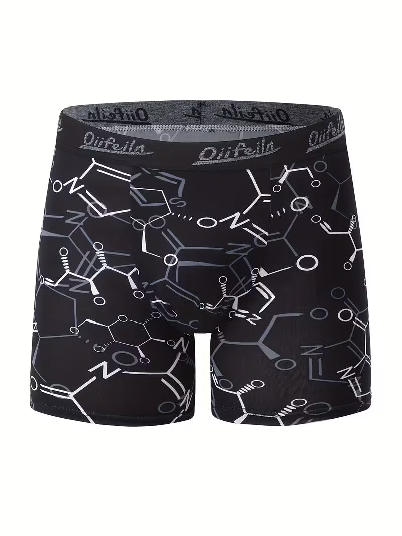 Men’s cannabis leaf print boxer briefs six-pack with assorted graphic designs