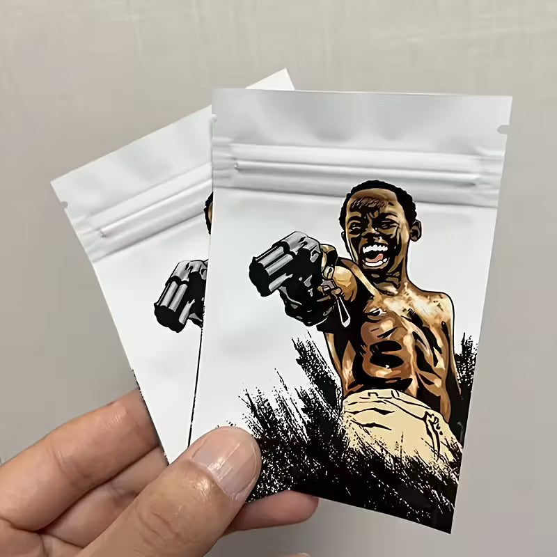 Noir graphic black and white odour-proof zipper seed storage bags for cannabis seed collectors