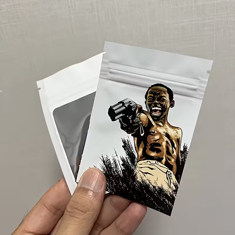 Noir graphic black and white odour-proof zipper seed storage bags for cannabis seed collectors