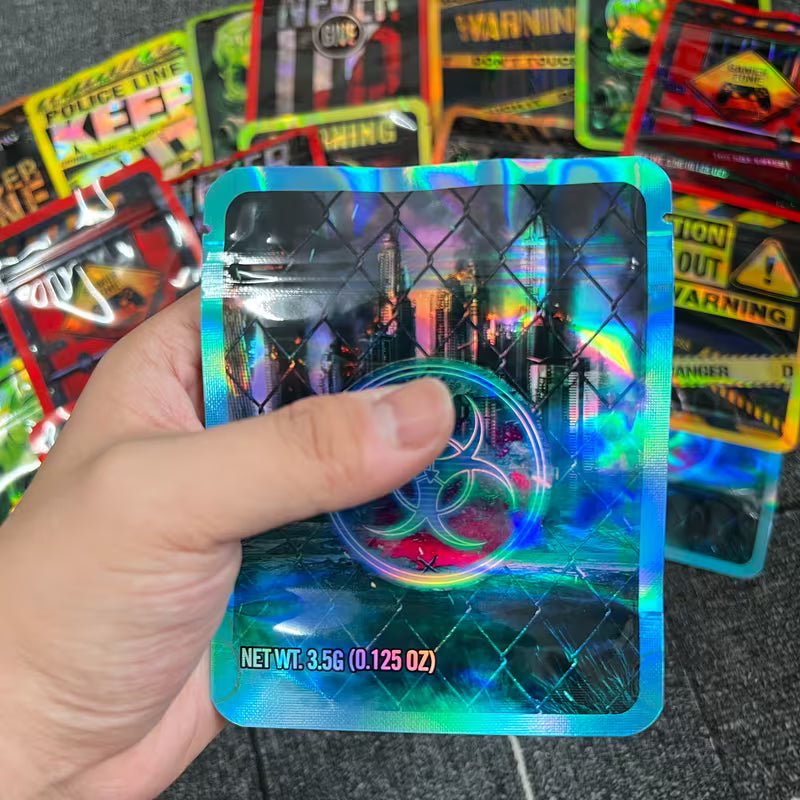 Reusable mixed-style Mylar zipper storage bags for collectible seed storage, understanding a pack of 100 bags sized 12.5 by 10 centimetres