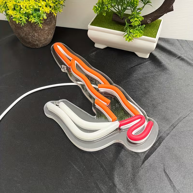 USB neon smoking icon wall sign with orange and white glow for indoor décor