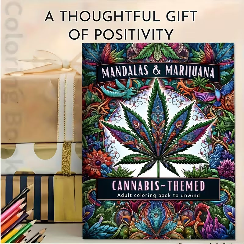 Mandala & Cannabis Leaf Adult Colouring Book (24 Illustrated Designs)