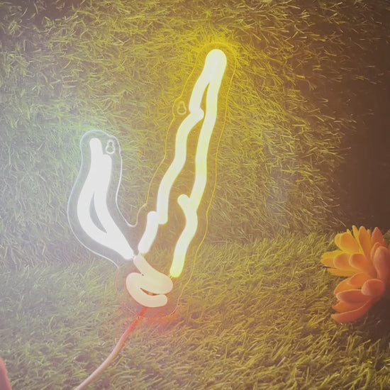 USB neon smoking icon wall sign with orange and white glow for indoor décor video mp4