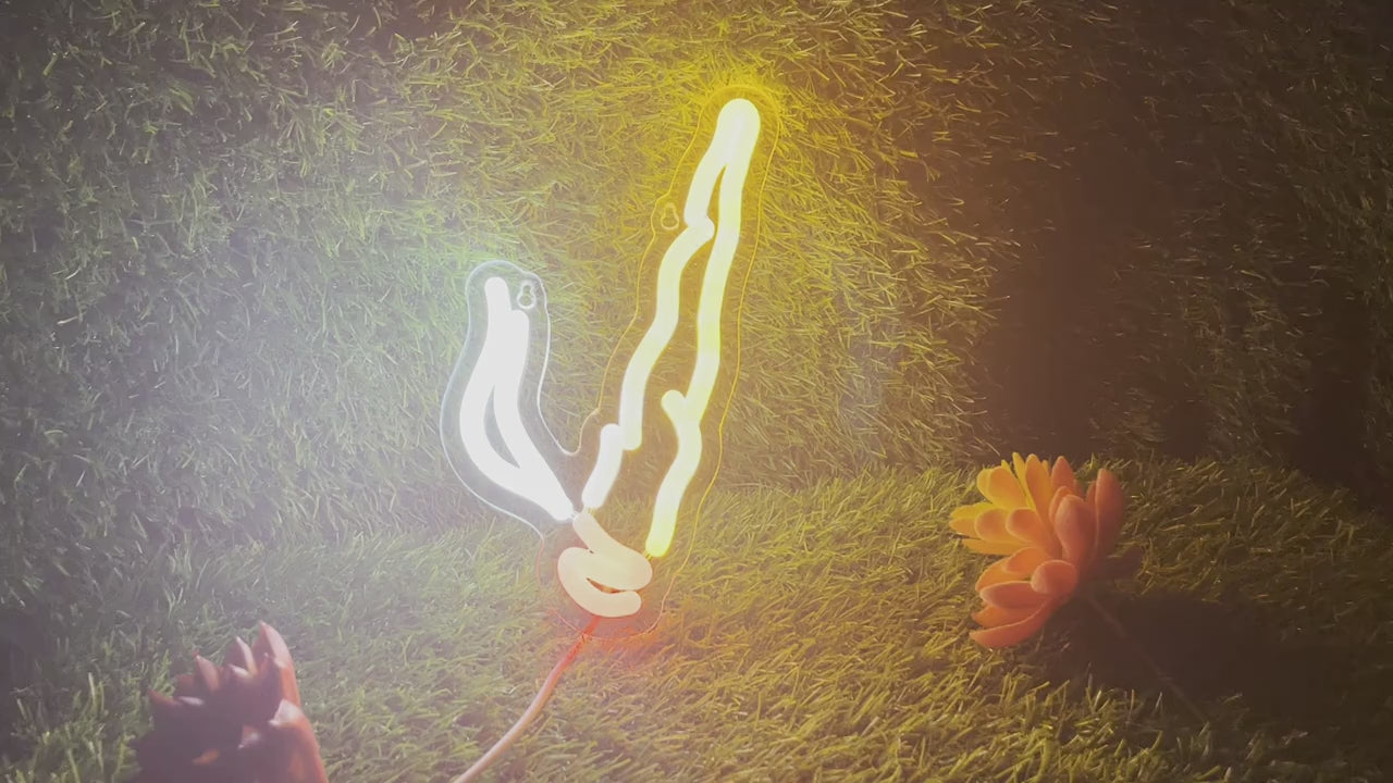 USB neon smoking icon wall sign with orange and white glow for indoor décor video mp4