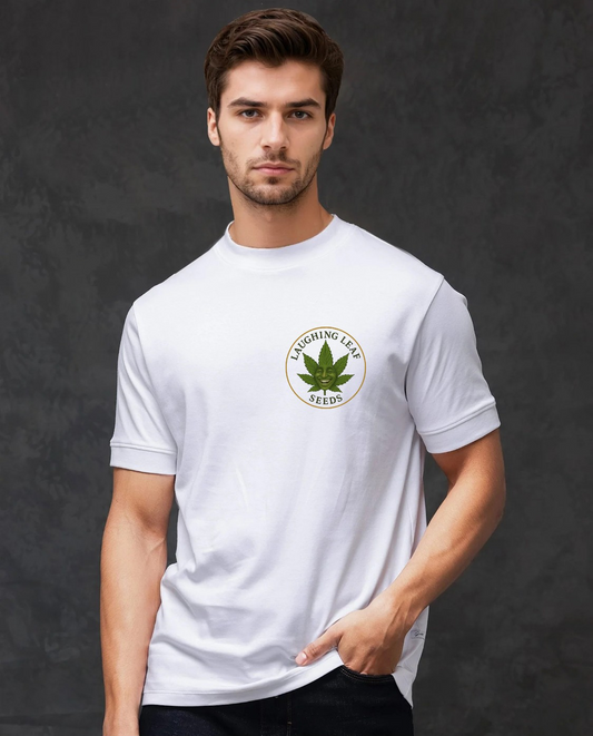 👕 Laughing Leaf White Cotton T-Shirt